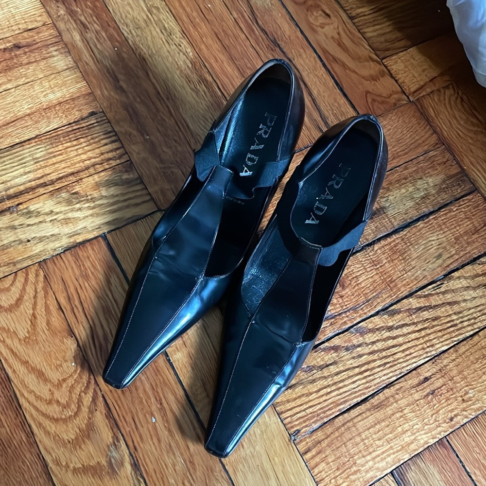 Black Prada leather heels